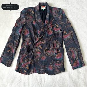 Farm Rio Double Breasted Toucans Satin Blazer X-Small